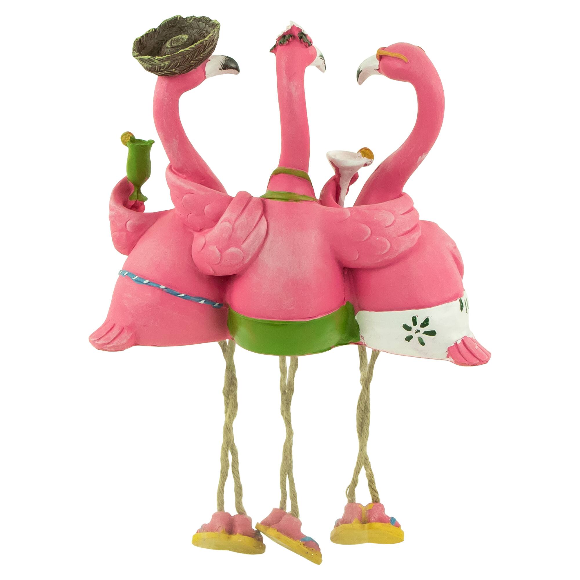 9" Three Amigos Beach Flamingos Outdoor Garden Statue